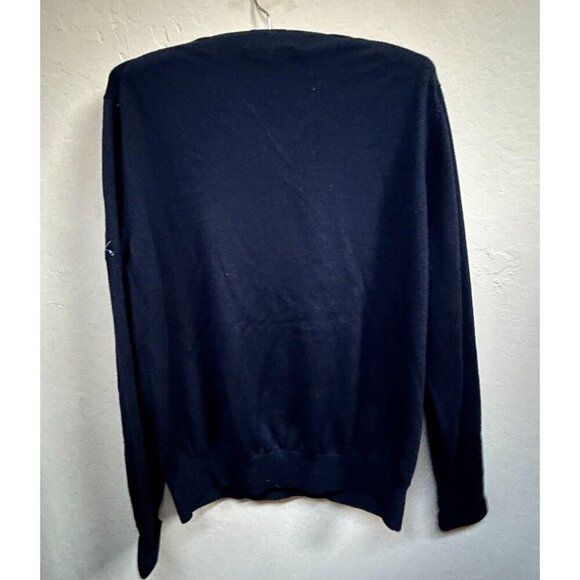 Fairway & Greens Mens Italian Merino Pullover V-Neck Golf Sweater Medium Navy - Picture 2 of 9